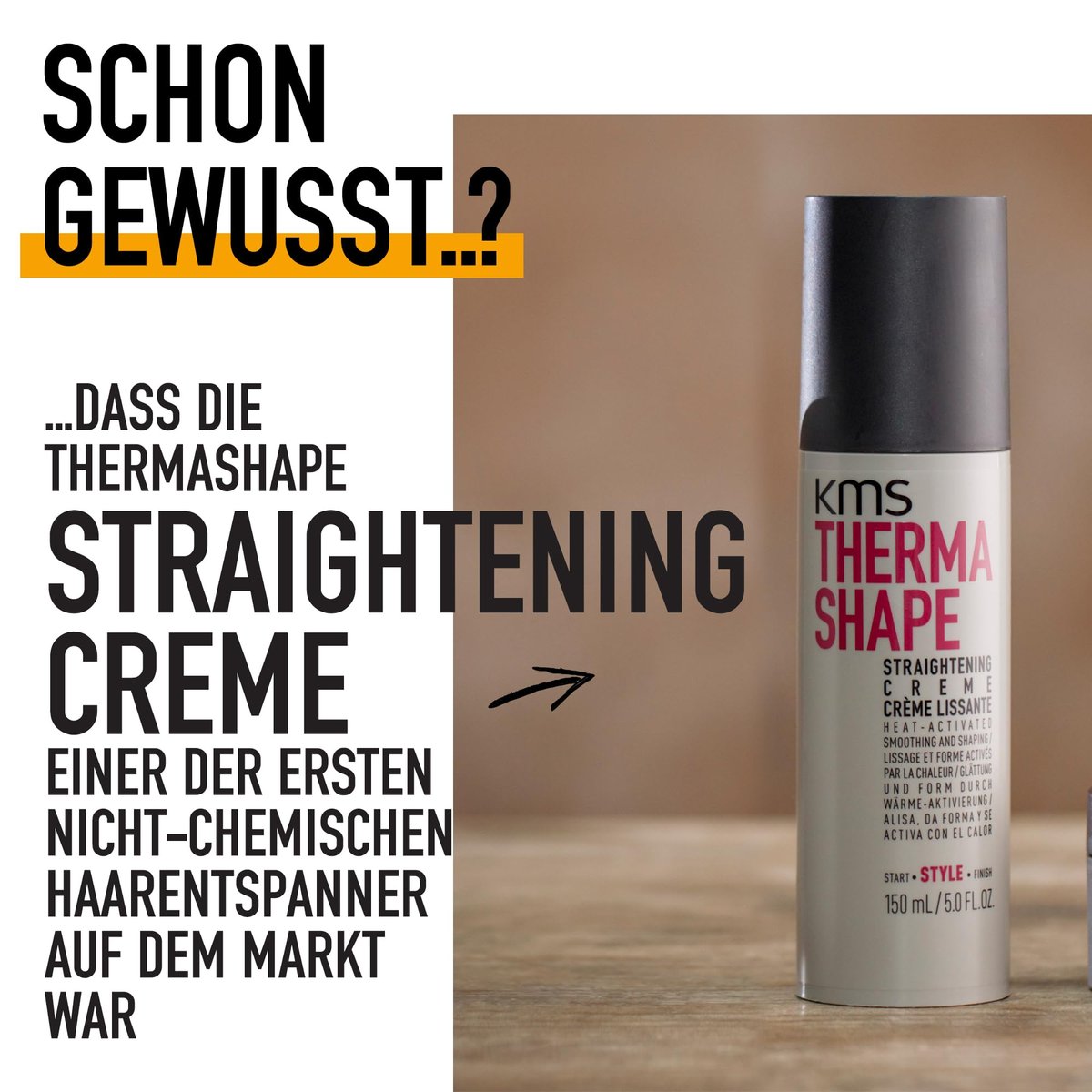 KMS Thermashape Straightening Blow Dry Crème - 5 oz Heat Protectant & Styling Cream for Straight, Smooth Hair Avelisse