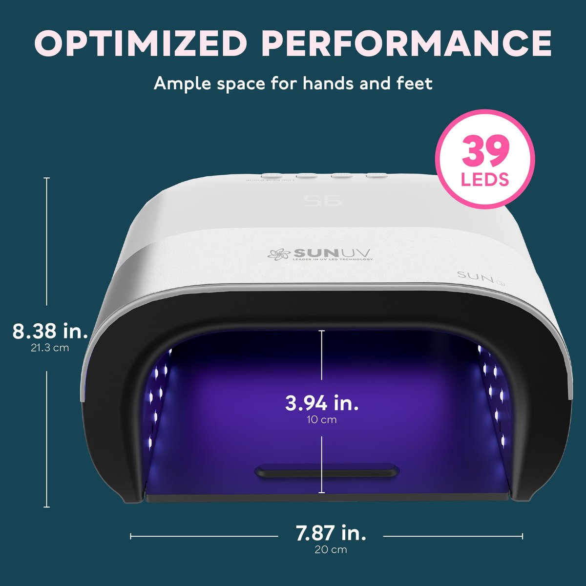SUNUV SUN3 Professional UV LED Nail Lamp for Gel Polish – 39 LED Beads with 4 Timer & Sensor, White Avelisse