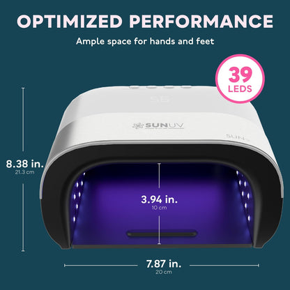SUNUV SUN3 Professional UV LED Nail Lamp for Gel Polish – 39 LED Beads with 4 Timer & Sensor, White Avelisse