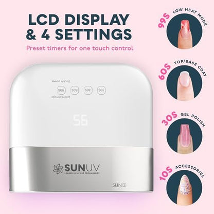 SUNUV SUN3 Professional UV LED Nail Lamp for Gel Polish – 39 LED Beads with 4 Timer & Sensor, White Avelisse