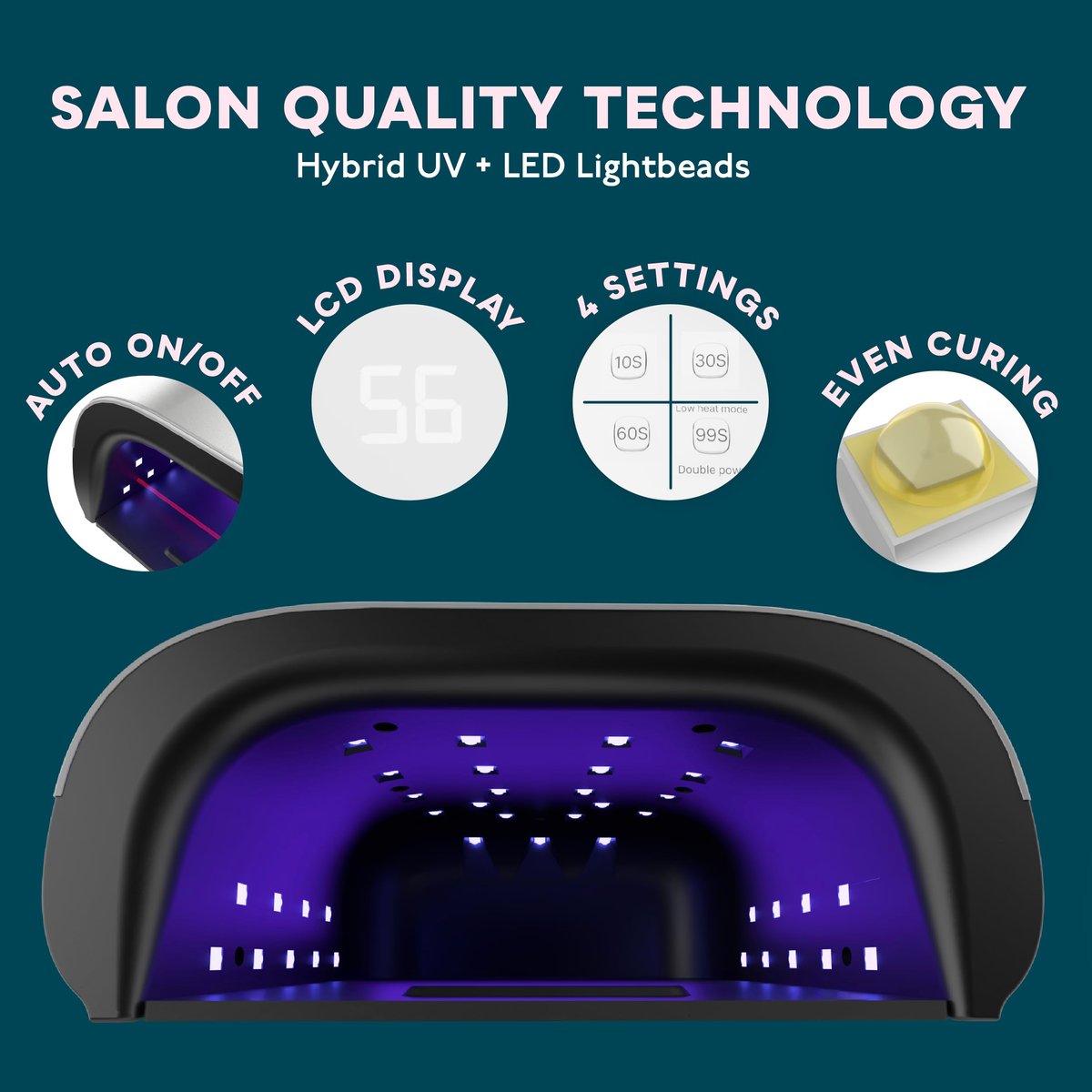 SUNUV SUN3 Professional UV LED Nail Lamp for Gel Polish – 39 LED Beads with 4 Timer & Sensor, White Avelisse