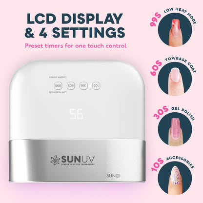 SUNUV SUN3 Professional UV LED Nail Lamp for Gel Polish – 39 LED Beads with 4 Timer & Sensor, White Avelisse