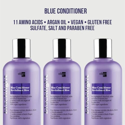 Oligo Professionnel Blacklight Blue Conditioner for Blondes – Eliminate Brass, Refresh Highlights, Vegan & Hydrating with Argan Oil (8.5 oz) Avelisse