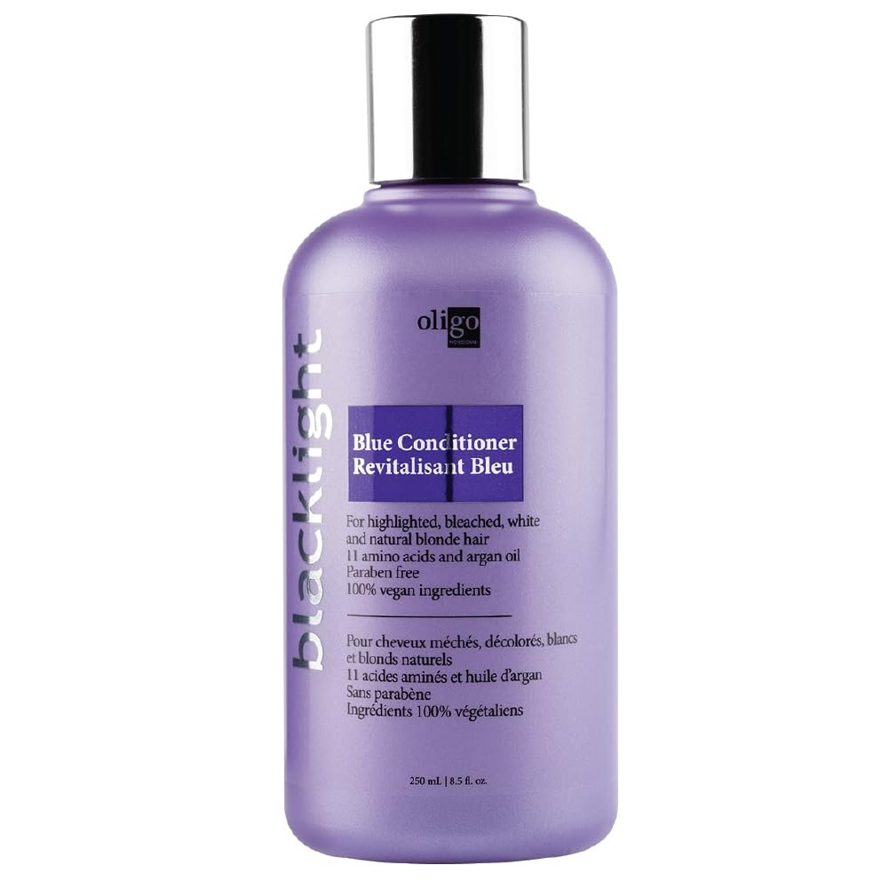 Oligo Professionnel Blacklight Blue Conditioner for Blondes – Eliminate Brass, Refresh Highlights, Vegan & Hydrating with Argan Oil (8.5 oz) Avelisse