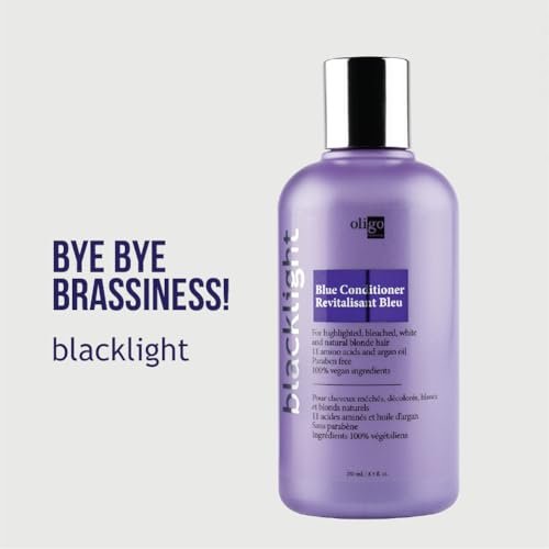 Oligo Professionnel Blacklight Blue Conditioner for Blondes – Eliminate Brass, Refresh Highlights, Vegan & Hydrating with Argan Oil (8.5 oz) Avelisse