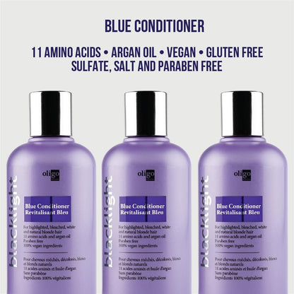 Oligo Professionnel Blacklight Blue Conditioner for Blondes – Eliminate Brass, Refresh Highlights, Vegan & Hydrating with Argan Oil (8.5 oz) Avelisse