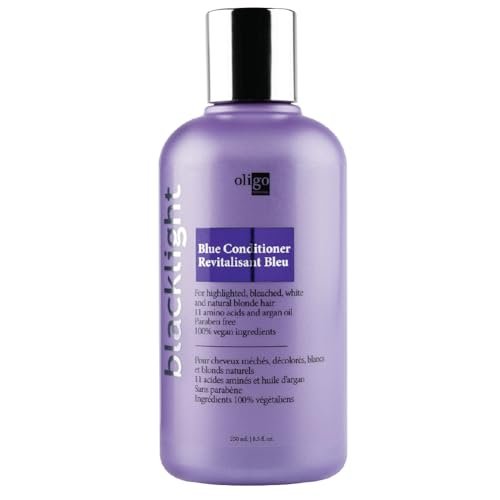 Oligo Professionnel Blacklight Blue Conditioner for Blondes – Eliminate Brass, Refresh Highlights, Vegan & Hydrating with Argan Oil (8.5 oz) Avelisse