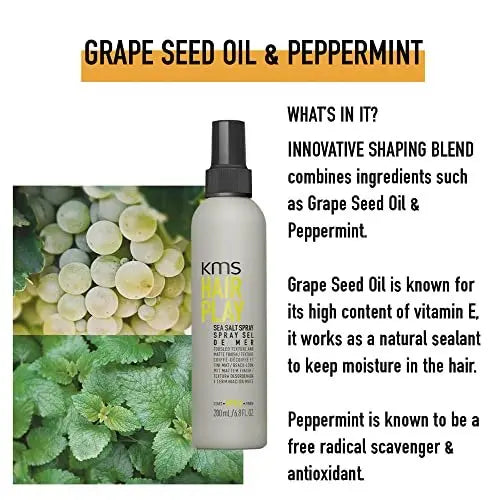 KMS HAIRPLAY Sea Salt Spray - 6.7 oz Texturizing Salt Spray for Beachy Waves Avelisse