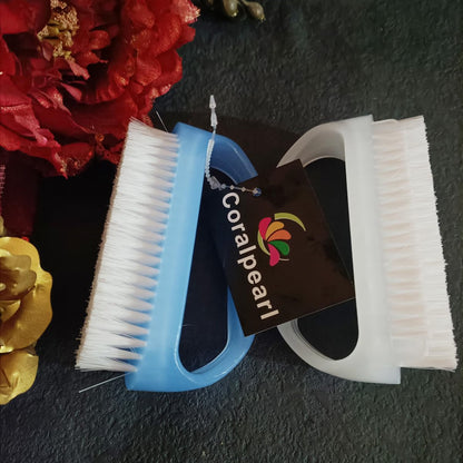 Coralpearl Nail Brushes Set of 2 - Small Soft Nylon Bristle Scrub Brush for Cleaning Hands, Fingers, Feet & Toes with Cuticle Cleaner - Manicure & Pedicure Essential Avelisse