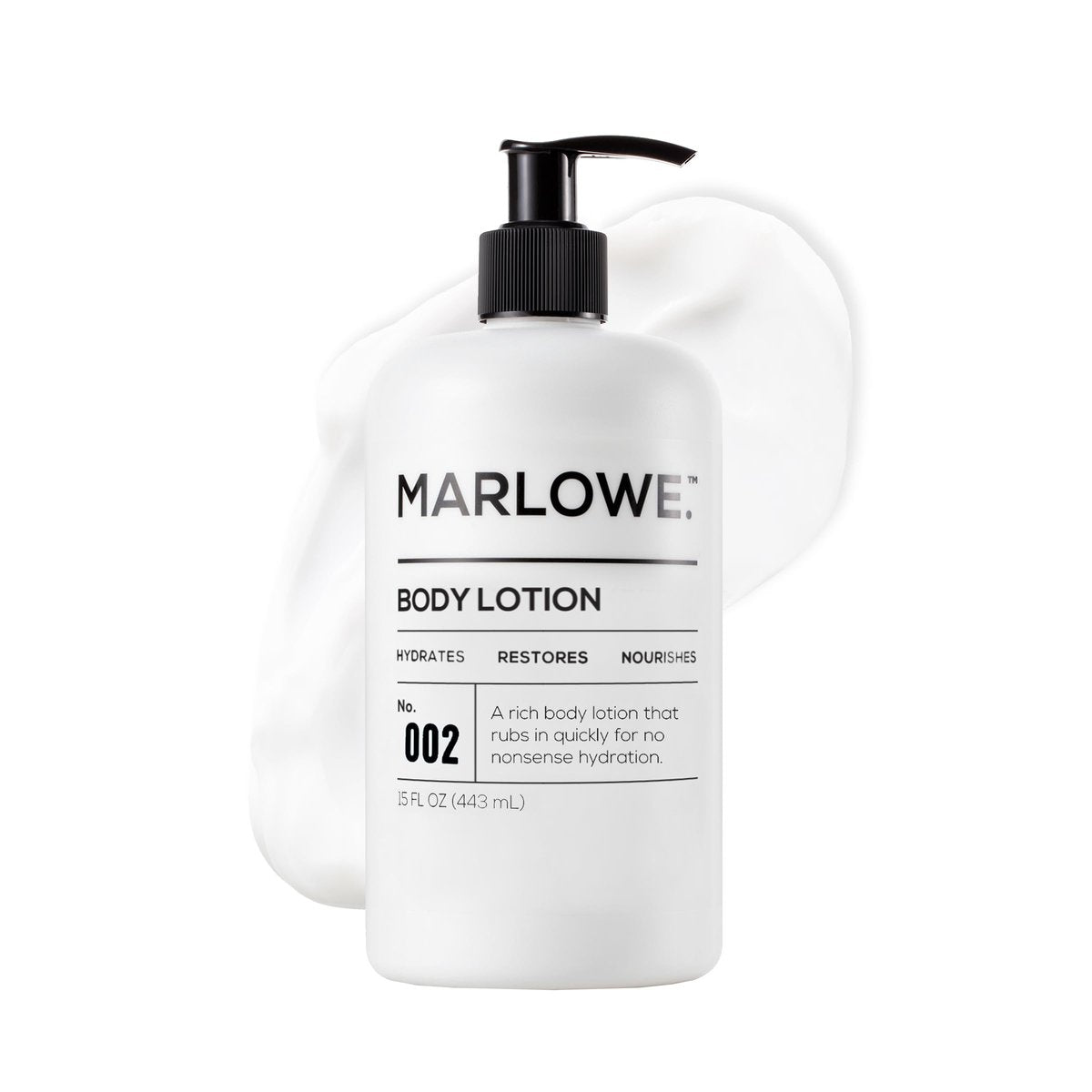 MARLOWE. Body Lotion for Men – Hydrating & Nourishing Daily Moisturizer for Dry Skin, Non-Oily, Clean Vegan Formula with Aloe Vera & Amino Acids, Original Fresh Sage & Fir Scent (15 oz Pump) Avelisse