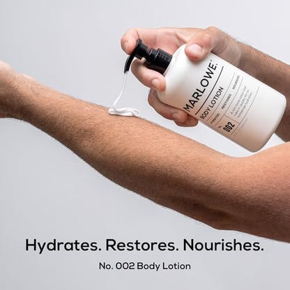 MARLOWE. Body Lotion for Men – Hydrating & Nourishing Daily Moisturizer for Dry Skin, Non-Oily, Clean Vegan Formula with Aloe Vera & Amino Acids, Original Fresh Sage & Fir Scent (15 oz Pump) Avelisse