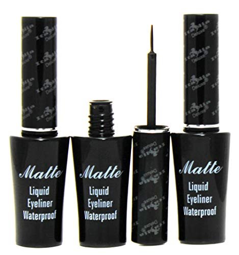 Italia Deluxe Matte Liquid Eyeliner Waterproof - 3 Pack, Intense Black, Long-Lasting Avelisse
