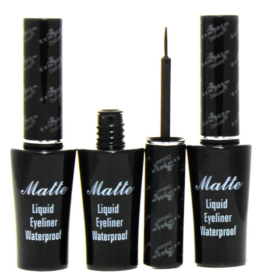 Italia Deluxe Matte Liquid Eyeliner Waterproof - 3 Pack, Intense Black, Long-Lasting Avelisse