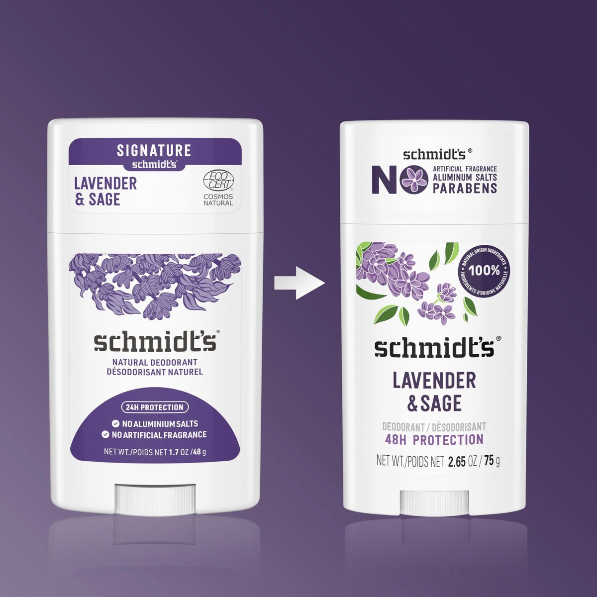 Schmidt's Natural Deodorant Lavender & Sage – Aluminum-Free, Vegan, 24-Hour Odor Protection for Women and Men, 2.65 oz - görsel 6