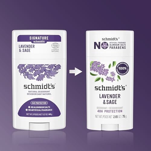 Schmidt's Natural Deodorant Lavender & Sage – Aluminum-Free, Vegan, 24-Hour Odor Protection for Women and Men, 2.65 oz - görsel 5