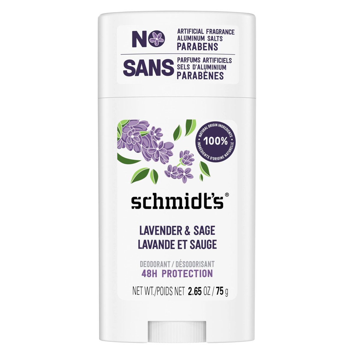 Schmidt's Natural Deodorant Lavender & Sage – Aluminum-Free, Vegan, 24-Hour Odor Protection for Women and Men, 2.65 oz - görsel 2