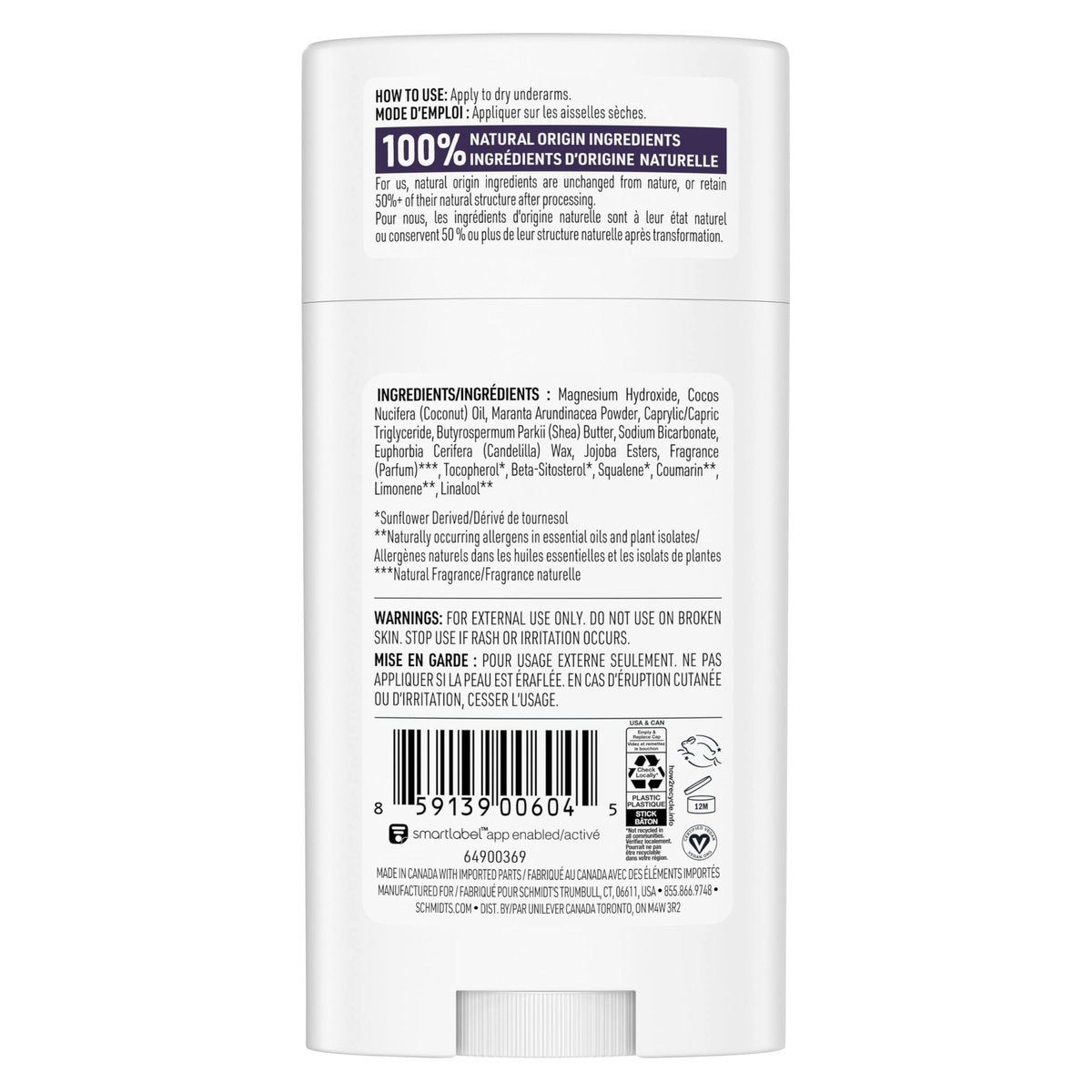 Schmidt's Natural Deodorant Lavender & Sage – Aluminum-Free, Vegan, 24-Hour Odor Protection for Women and Men, 2.65 oz - görsel 4