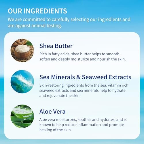 Inis the Energy of the Sea Rejuvenating Body Butter – Deep Moisturizing Whipped Body Cream with Seaweed Extract, Shea Butter & Argan Oil for Women and Men, 10.1 oz Avelisse