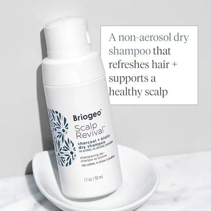 Briogeo Scalp Revival Charcoal + Biotin Dry Shampoo | Non-Aerosol Powder for Oily Roots | Detoxifying & Volumizing | Vegan & Cruelty-Free | 1.7 oz Avelisse