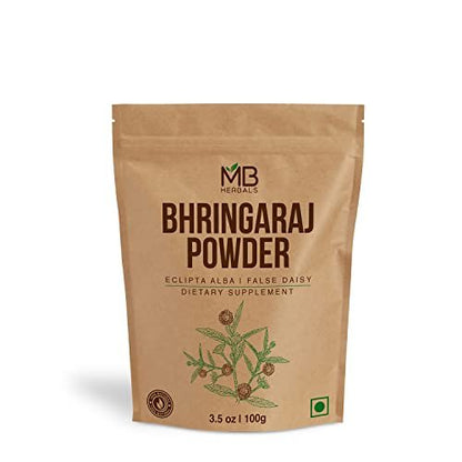 MB Herbals Pure Bhringraj Powder 100 Grams – Natural Eclipta Alba for Hair Growth & Care