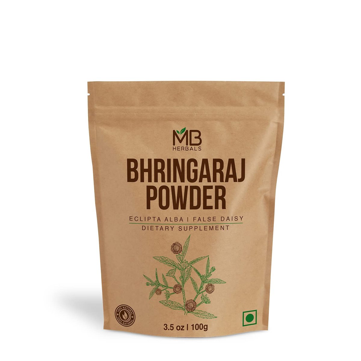 MB Herbals Pure Bhringraj Powder 100 Grams – Natural Eclipta Alba for Hair Growth & Care - görsel 1