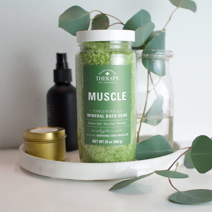 Village Naturals Therapy Muscle Concentrated Mineral Bath Soak - Eucalyptus Mint Scent, 20 oz (Pack of 4) Avelisse