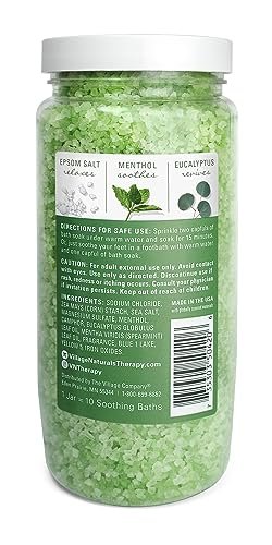 Village Naturals Therapy Muscle Concentrated Mineral Bath Soak - Eucalyptus Mint Scent, 20 oz (Pack of 4) Avelisse
