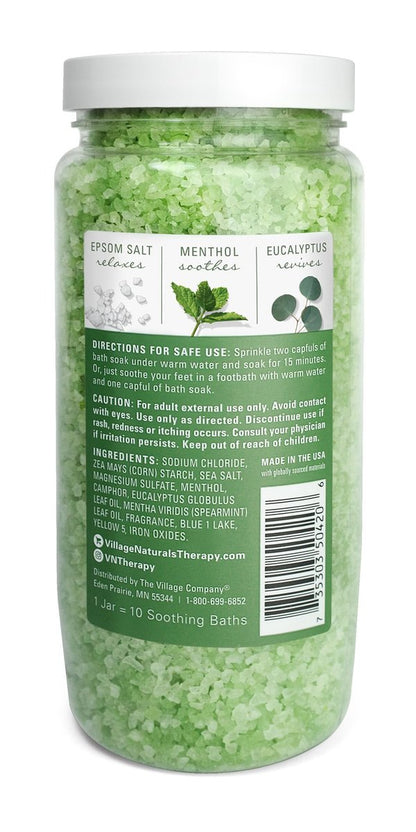 Village Naturals Therapy Muscle Concentrated Mineral Bath Soak - Eucalyptus Mint Scent, 20 oz (Pack of 4) Avelisse