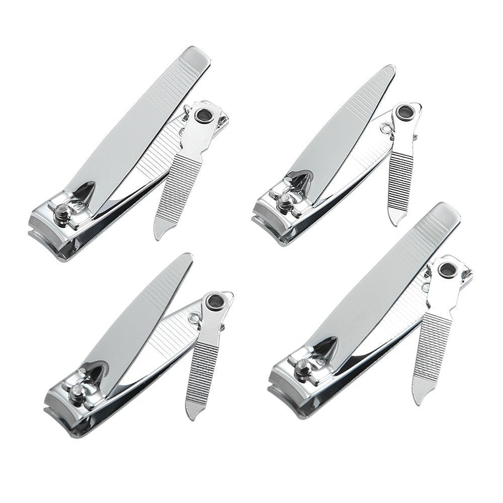 4 Pcs Professional Stainless Steel Nail Clippers Set for Fingernails and Toenails with Swing Out Cleaner and File - Sharp, Wide Lever Nail Cutter for Seniors and Arthritic Hands - görsel 1