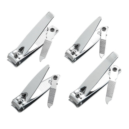 4 Pcs Professional Stainless Steel Nail Clippers Set for Fingernails and Toenails with Swing Out Cleaner and File - Sharp, Wide Lever Nail Cutter for Seniors and Arthritic Hands