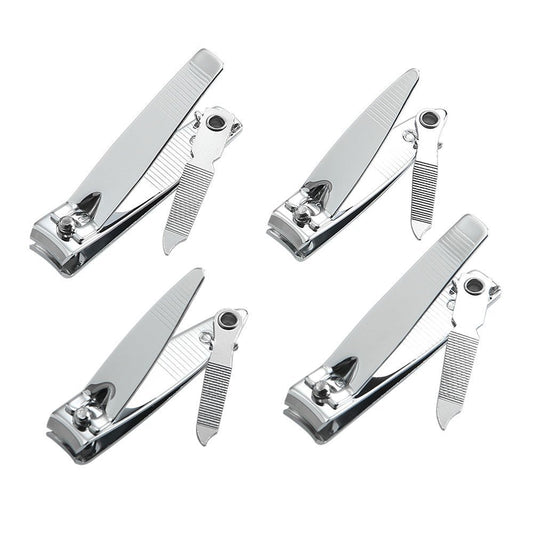 4 Pcs Professional Stainless Steel Nail Clippers Set for Fingernails and Toenails with Swing Out Cleaner and File - Sharp, Wide Lever Nail Cutter for Seniors and Arthritic Hands
