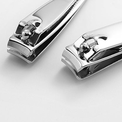 4 Pcs Professional Stainless Steel Nail Clippers Set for Fingernails and Toenails with Swing Out Cleaner and File - Sharp, Wide Lever Nail Cutter for Seniors and Arthritic Hands
