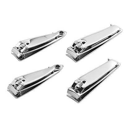 4 Pcs Professional Stainless Steel Nail Clippers Set for Fingernails and Toenails with Swing Out Cleaner and File - Sharp, Wide Lever Nail Cutter for Seniors and Arthritic Hands