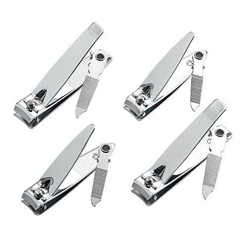 4 Pcs Professional Stainless Steel Nail Clippers Set for Fingernails and Toenails with Swing Out Cleaner and File - Sharp, Wide Lever Nail Cutter for Seniors and Arthritic Hands - görsel 2