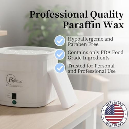 Performa Unscented Paraffin Wax Refill – 6-Pound Case (6 Blocks), Medical Grade for Hands & Feet, Quick-Melting Spa Wax for Paraffin Bath Avelisse