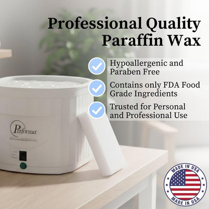 Performa Unscented Paraffin Wax Refill – 6-Pound Case (6 Blocks), Medical Grade for Hands & Feet, Quick-Melting Spa Wax for Paraffin Bath Avelisse
