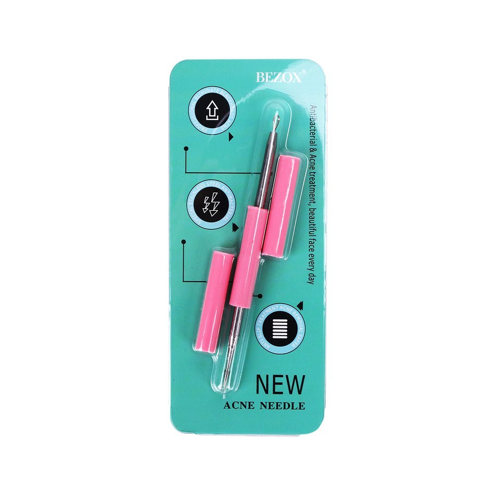 BEZOX Professional Acne Removal Needle - Pink Metal Blackhead & Whitehead Extractor Tool - görsel 11