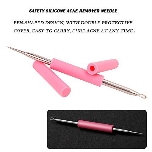 BEZOX Professional Acne Removal Needle - Pink Metal Blackhead & Whitehead Extractor Tool - görsel 8
