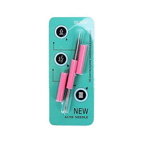 BEZOX Professional Acne Removal Needle - Pink Metal Blackhead & Whitehead Extractor Tool - görsel 12