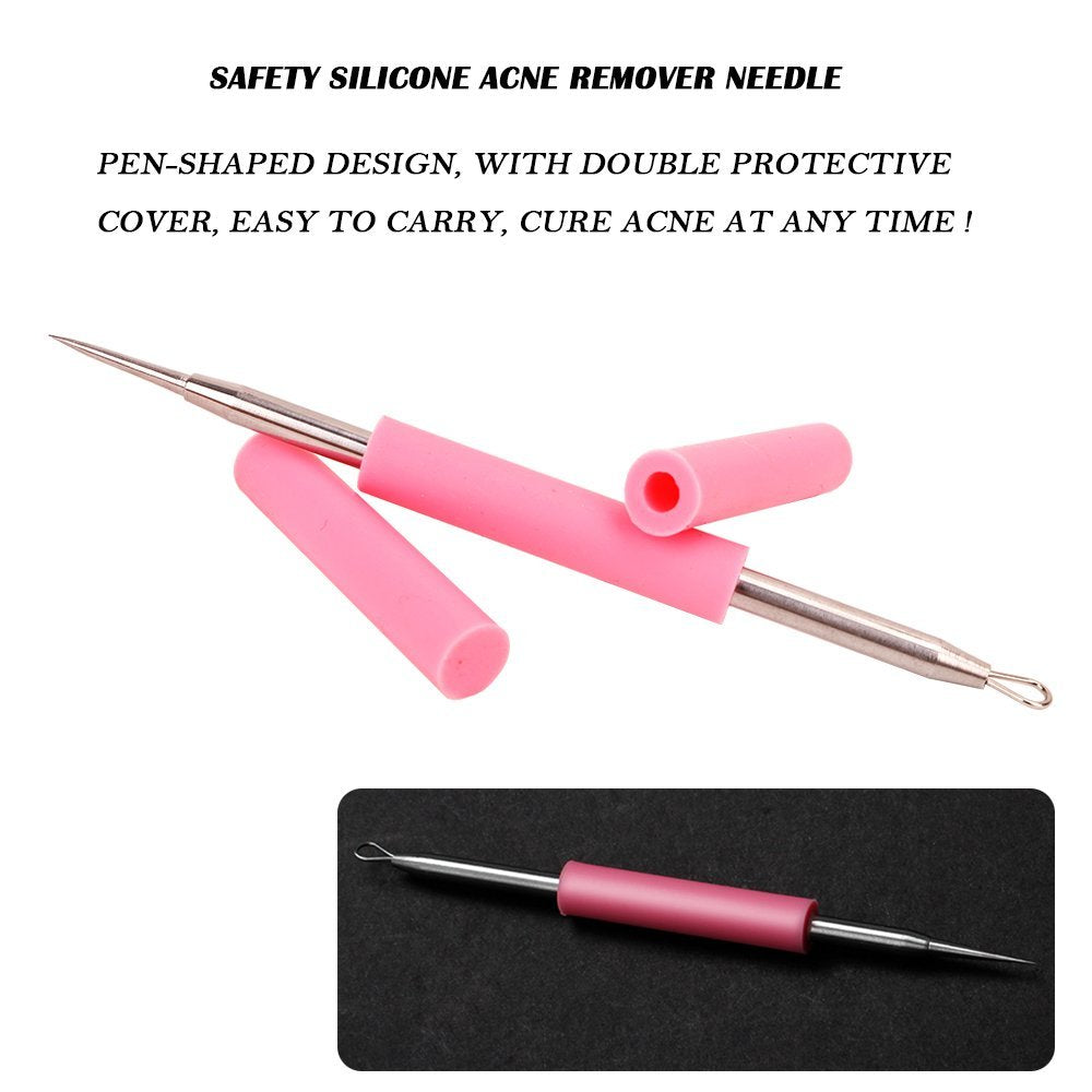 BEZOX Professional Acne Removal Needle - Pink Metal Blackhead & Whitehead Extractor Tool - görsel 7