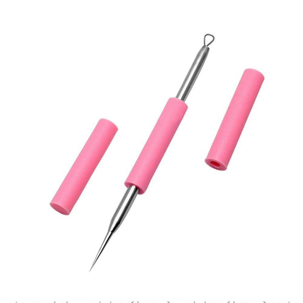 BEZOX Professional Acne Removal Needle - Pink Metal Blackhead & Whitehead Extractor Tool - görsel 1
