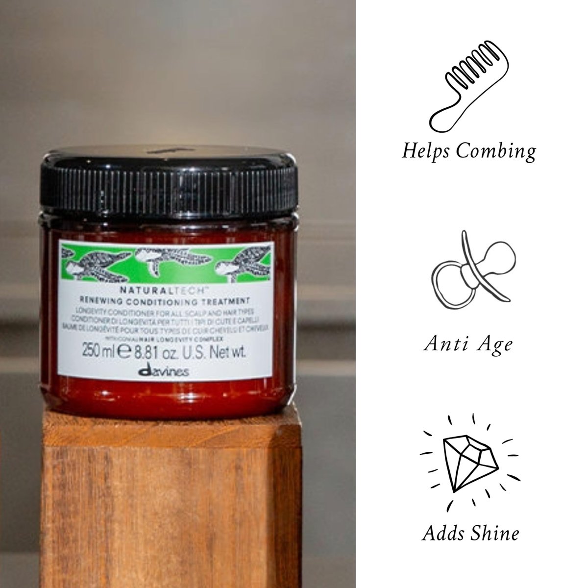 Davines Naturaltech Renewing Conditioning Treatment - Anti-Aging Conditioner for All Hair Types, with Hair Longevity Complex, 8.45 fl oz Avelisse