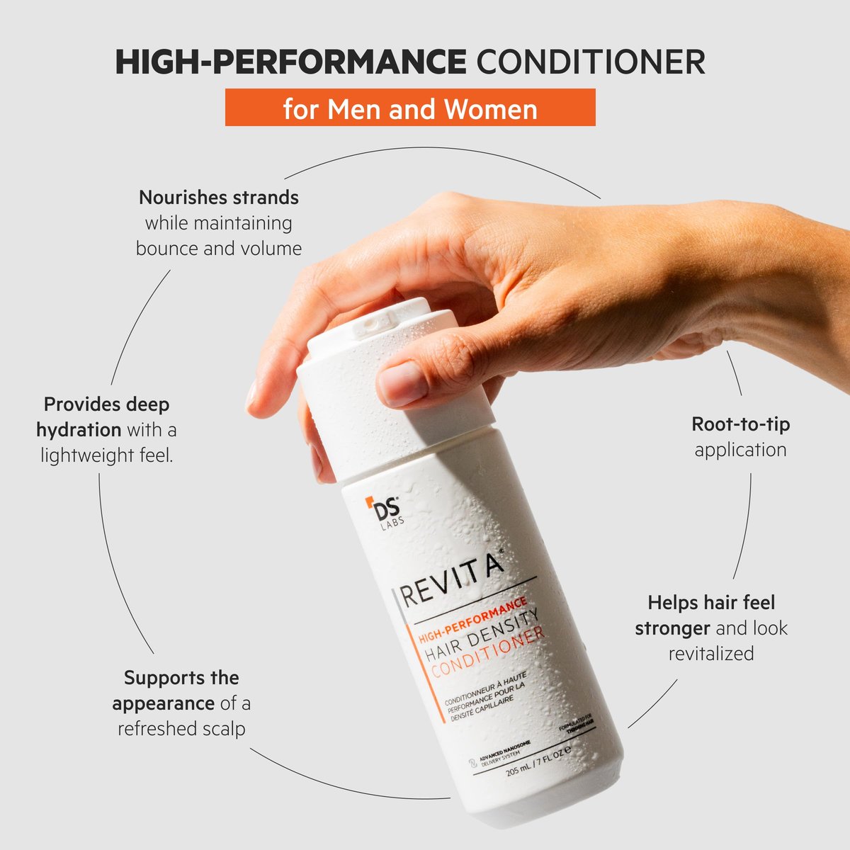 DS Laboratories Revita Conditioner - Scalp Refreshing Hydration for Fuller Looking Hair, Caffeine & Turmeric Infused, Sulfate & Silicone Free, Color Safe, 205 mL - görsel 3
