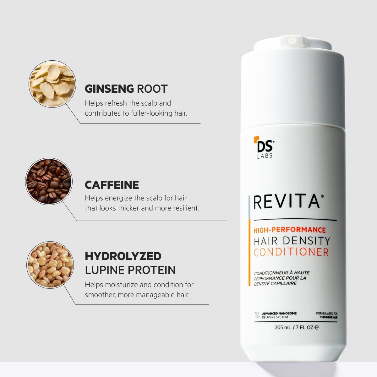 DS Laboratories Revita Conditioner - Scalp Refreshing Hydration for Fuller Looking Hair, Caffeine & Turmeric Infused, Sulfate & Silicone Free, Color Safe, 205 mL - görsel 11