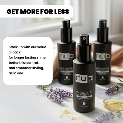 Nubi Marula Anti Frizz Serum - Smoothing Serum for Dry Hair Repair and Shine with Vitamin E, Aloe Vera - 2 Fl Oz