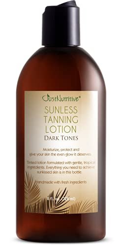 Just Nutritive Sunless Tanning Lotion Dark Tones - Indoor Self-Tanner for Body, 8 oz Avelisse