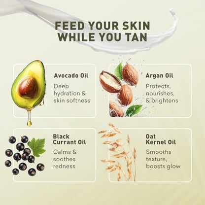 Just Nutritive Sunless Tanning Lotion - Light to Medium Tones, 8 oz - Natural Sun-Kissed Glow for All Skin Types Avelisse