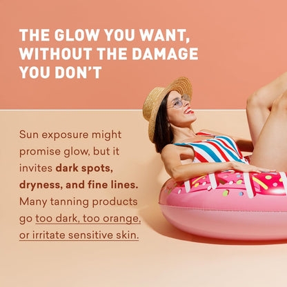 Just Nutritive Sunless Tanning Lotion - Light to Medium Tones, 8 oz - Natural Sun-Kissed Glow for All Skin Types Avelisse
