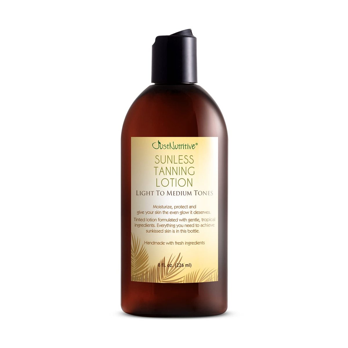 Just Nutritive Sunless Tanning Lotion - Light to Medium Tones, 8 oz - Natural Sun-Kissed Glow for All Skin Types Avelisse