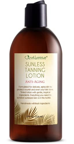Sunless Tanning Lotion | Anti-Aging Self-Tanner | Body Tanning | Sun Kiss Glow Bronze Finish | Just Nutritive | 8 Oz Avelisse